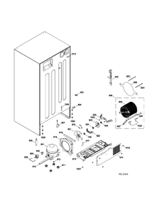SEALED SYSTEM & MOTHERBOARD Diagram and Parts List for GTRS0HBZBLSS  General Electric Refrigerator