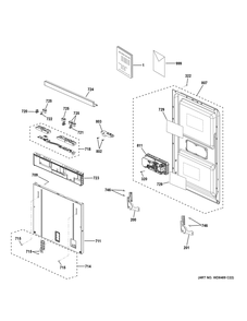 Escutcheon And Door Assembly Diagram and Parts List for GDT226SIL2II  General Electric Dishwasher