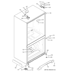 Case Parts Diagram and Parts List for GNS23GMHBFES  General Electric Refrigerator