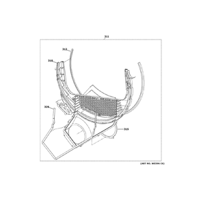 Trap Duct Assembly Diagram and Parts List for NTX62E8ST1WW  General Electric Dryer