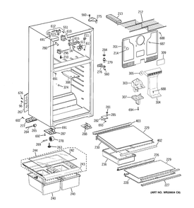 CABINET Diagram and Parts List for MTS18GBSDRWW  General Electric Refrigerator