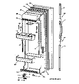 Fresh Food Door Diagram and Parts List for 36359575991  General Electric Refrigerator
