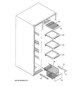 Freezer Shelves Diagram and Parts List for GSS23HGHBCWW  General Electric Refrigerator
