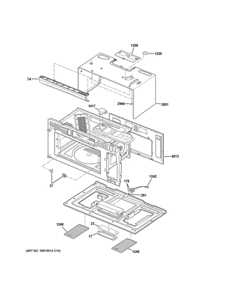 Oven Cavity Parts Diagram and Parts List for ZSA1202J3SS  General Electric Microwave
