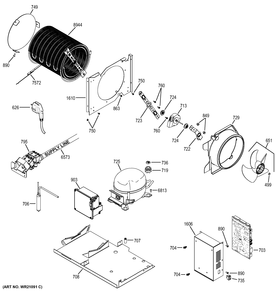 MACHINE COMPARTMENT Diagram and Parts List for ZIC360NXDRH  General Electric Refrigerator