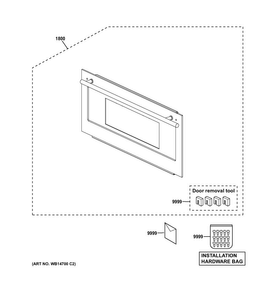 Door Parts Diagram and Parts List for ZSC1202J1SS  General Electric Microwave