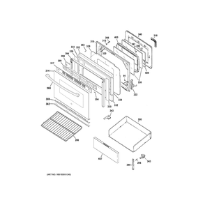 Door And Drawer Parts Diagram and Parts List for JB256RT3SS  General Electric Range