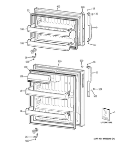DOORS Diagram and Parts List for MTS17BBSDRWW  General Electric Refrigerator