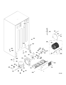 SYSTEM Diagram and Parts List for GTRS0KBZALSS  General Electric Refrigerator