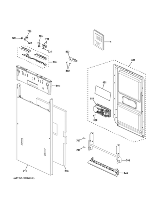 Part Location Diagram of WD27X24683 GE OUTER DOOR PANEL ASM II MONOGRAM