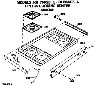 Cooktop Diagram and Parts List for JGHC56GEJ9  General Electric Range