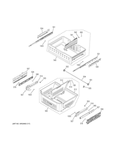 Freezer Shelves Diagram and Parts List for CYE22USHBSS  General Electric Refrigerator