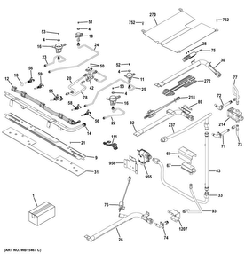 Gas & Burner Parts Diagram and Parts List for PGB960SEJ3SS  General Electric Range