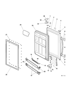 FF DOOR Diagram and Parts List for GDE18JBRAWW  General Electric Refrigerator