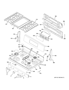 CONTROL PANEL & COOKTOP Diagram and Parts List for JGB700SEJ4SS  General Electric Range