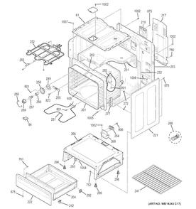 Body Parts Diagram and Parts List for JB250GF3SA  General Electric Range