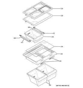 Fresh Food Shelves Diagram and Parts List for GIE18HSHBRSS  General Electric Refrigerator
