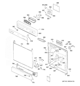 Part Location Diagram of WD34X20762 GE ESCUTCHEON & INSERT Assembly