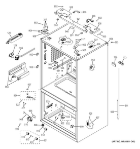 Case Parts Diagram and Parts List for PFE28RSHCSS  General Electric Refrigerator