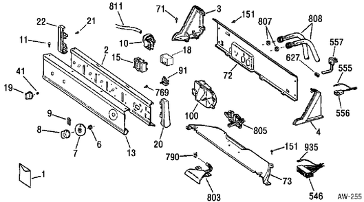 CONTROL PANEL Diagram and Parts List for 56220TBWW  General Electric Washer