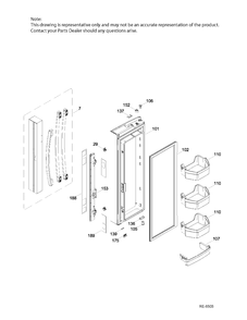 FF DOOR LT Diagram and Parts List for PNE21KGKAKWW  General Electric Refrigerator