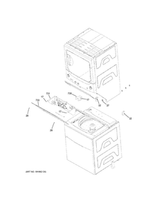 Cabinet Diagram and Parts List for GUD27GSSJ0WW  General Electric Washer Dryer Combo