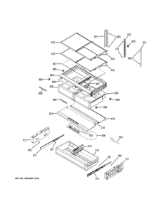 FRESH FOOD SHELVES Diagram and Parts List for ZWE23ESHNSS  General Electric Refrigerator