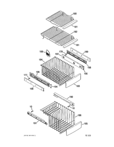 FREEZER SHELVES Diagram and Parts List for PSI23SGMBKBS  General Electric Refrigerator