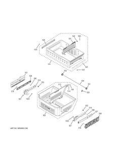 Freezer Shelves Diagram and Parts List for GYE22HMKEES  General Electric Refrigerator