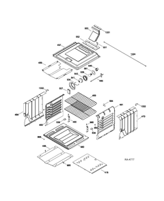 OVEN CAVITY Diagram and Parts List for PCGB910SET2SS  General Electric Range