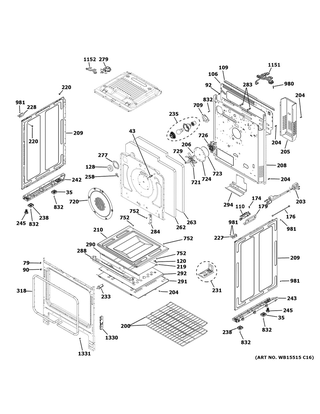 Body Parts Diagram and Parts List for JGS760SEL3SS  General Electric Range
