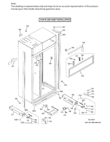 CASE PARTS - FLUSH INSET Diagram and Parts List for ZISB360DKB  General Electric Refrigerator