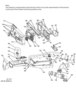 Controls And Dispenser Diagram and Parts List for JCB730DF3BB  General Electric Range