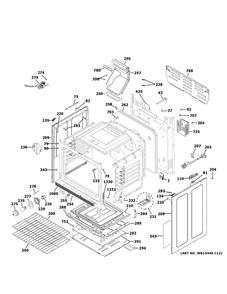 Body Parts Diagram and Parts List for JGB735DP1BB  General Electric Range