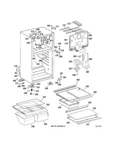 CABINET Diagram and Parts List for MTS17GBSERWW  General Electric Refrigerator
