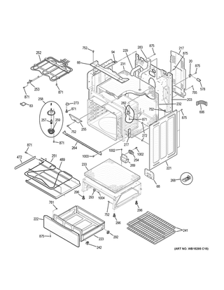Body Parts Diagram and Parts List for PB911EJ7ES  General Electric Range