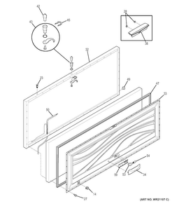 Door Diagram and Parts List for FCM16DJBWW  General Electric Freezer