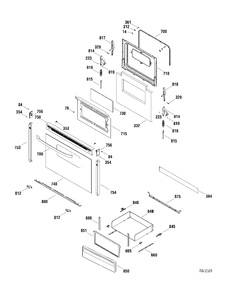 DOOR & DRAWER PARTS Diagram and Parts List for MCBS585WK3WW  General Electric Range