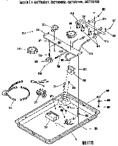 Burner Assembley Diagram and Parts List for GCT30101  General Electric Cooktop