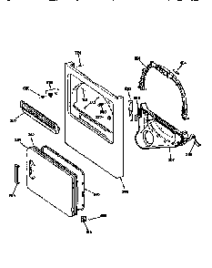 Cabinet Front Diagram and Parts List for DBLR333T0WW  General Electric Dryer