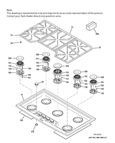 CONTROL PANEL & COOKTOP Diagram and Parts List for ZGU385NSM4SS  General Electric Range