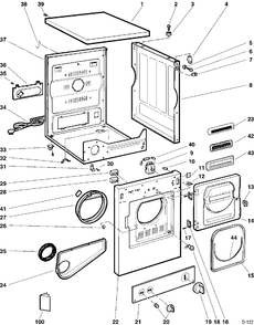 CABINET Diagram and Parts List for CDM2000SW419  General Electric Dryer