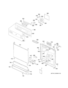 Escutcheon & Door Assembly Diagram and Parts List for GSD3340K00SA  General Electric Dishwasher