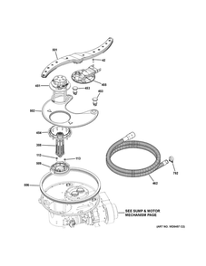 Sump And Filter Assembly Diagram and Parts List for GDT530PGD1WW  General Electric Dishwasher