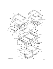 SHELVES Diagram and Parts List for PFSF0MZFWW  General Electric Refrigerator