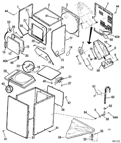 CABINET Diagram and Parts List for 52240W0  General Electric Washer