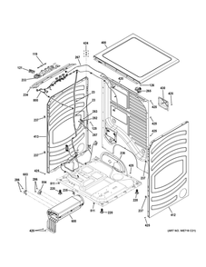 Cabinet And Top Panel Diagram and Parts List for GFD65ESPV0DS  General Electric Dryer
