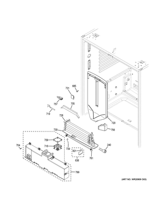 Fresh Food Section Diagram and Parts List for CFE28UELDDS  General Electric Refrigerator