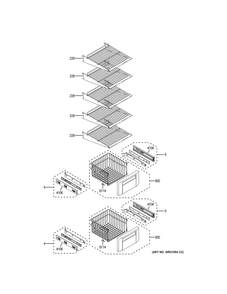 Freezer Shelves Diagram and Parts List for ZISB420DNKII  General Electric Refrigerator