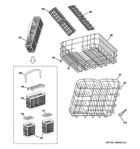 Rack Assemblies Diagram and Parts List for GLDA696F02SS  General Electric Dishwasher